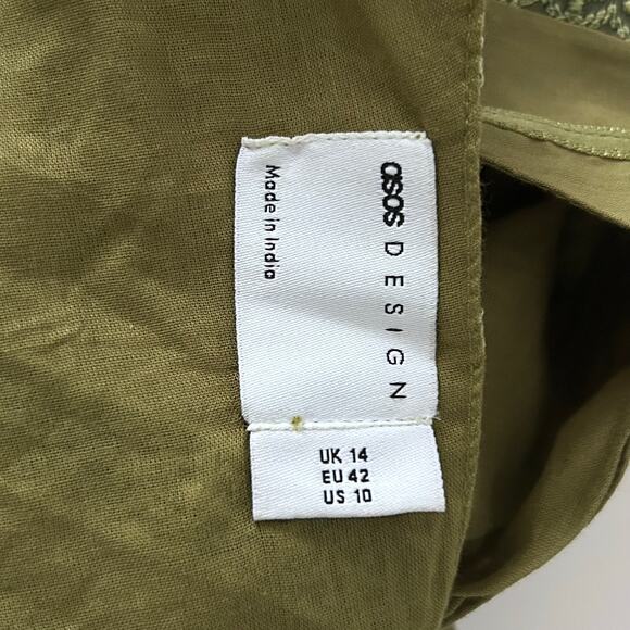 ASOS DESIGN Olive Hanky‎ Hem Maxi Dress Scoop Neck Boho Chic Party Dress-Size 10 - Picture 8 of 8